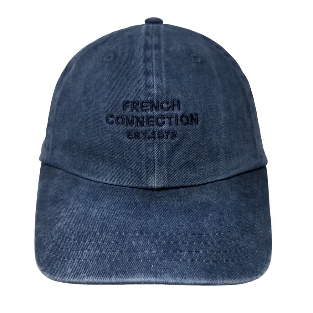 French Connection Est. 1972 Slideback Hat Blue One Size Adjustable Denim Cotton